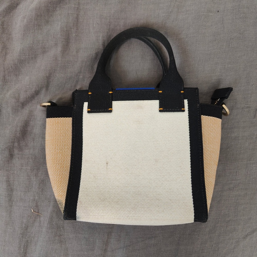 Rothy's Mini Handbag Womens OS Sand Black Colorblock Knit Tote Bag Sustainable - Picture 2 of 9